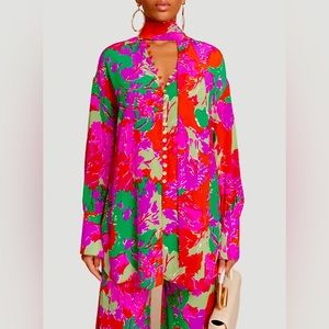 Cult Gaia - Briar Top in Abstract Garden fabric | 100% silk